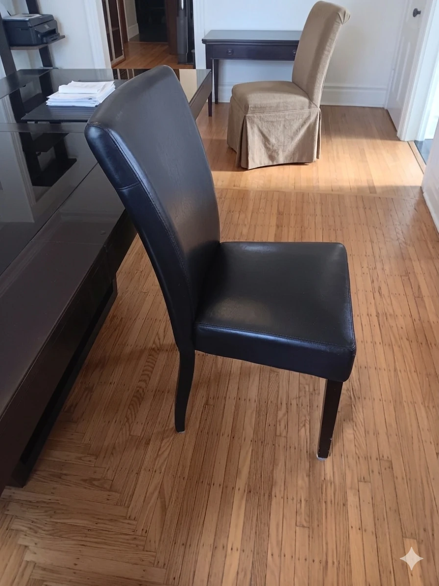 Black Faux Leather Dining Chairs (3)