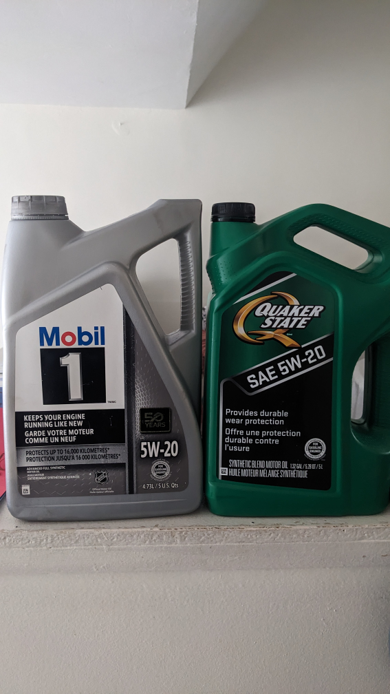 Mobil 1 and Quaker State 5W-20 Motor Oil