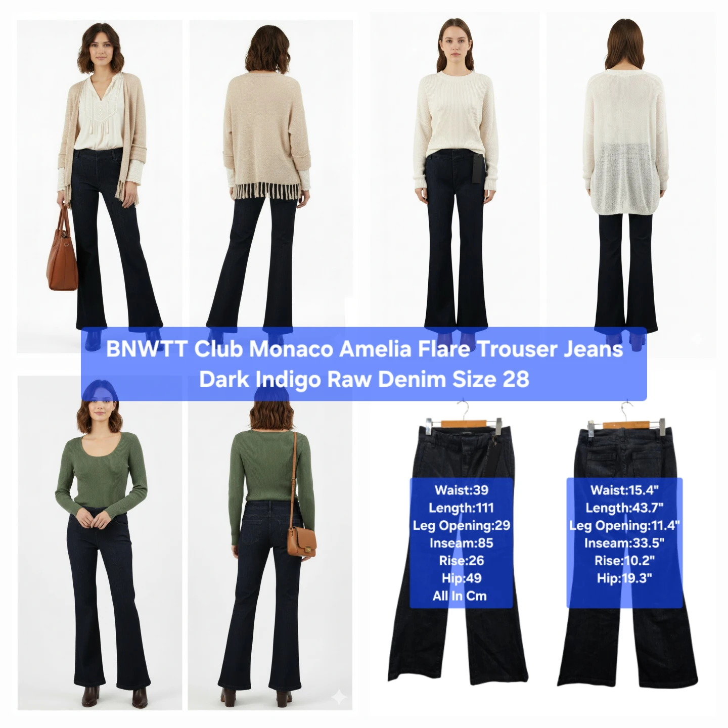 BNWTT ​Club Monaco Amelia Flare Trouser Jeans Size 28