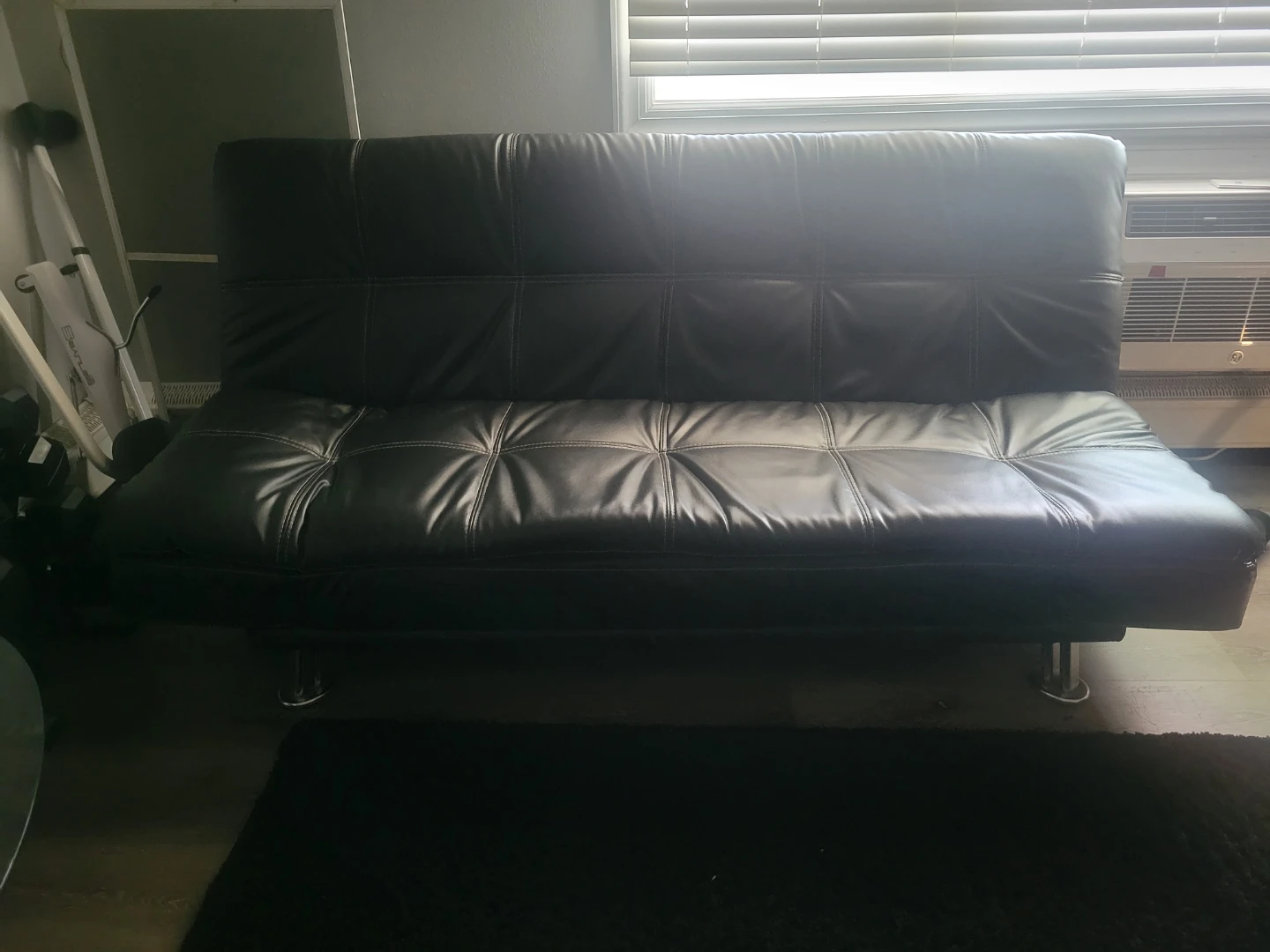Black Faux Leather Futon Sofa Bed - photo 2