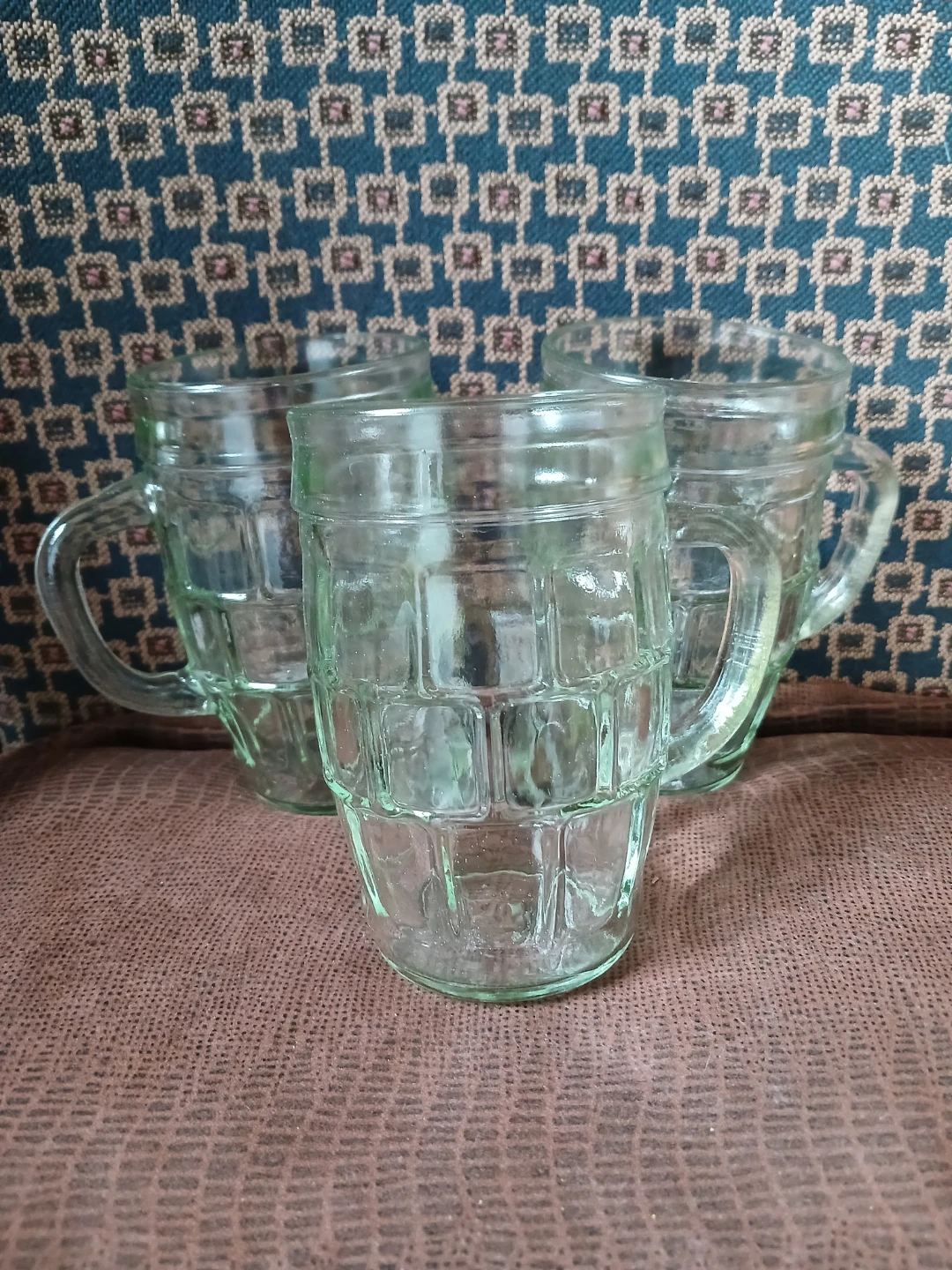 Set of 3 Vintage Glass Beer Mugs
