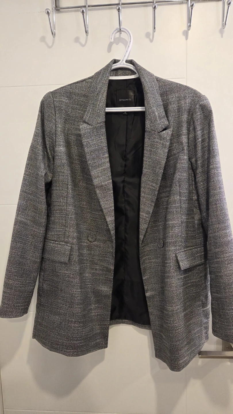DYNAMITE Grey Shimmery Blazer LG