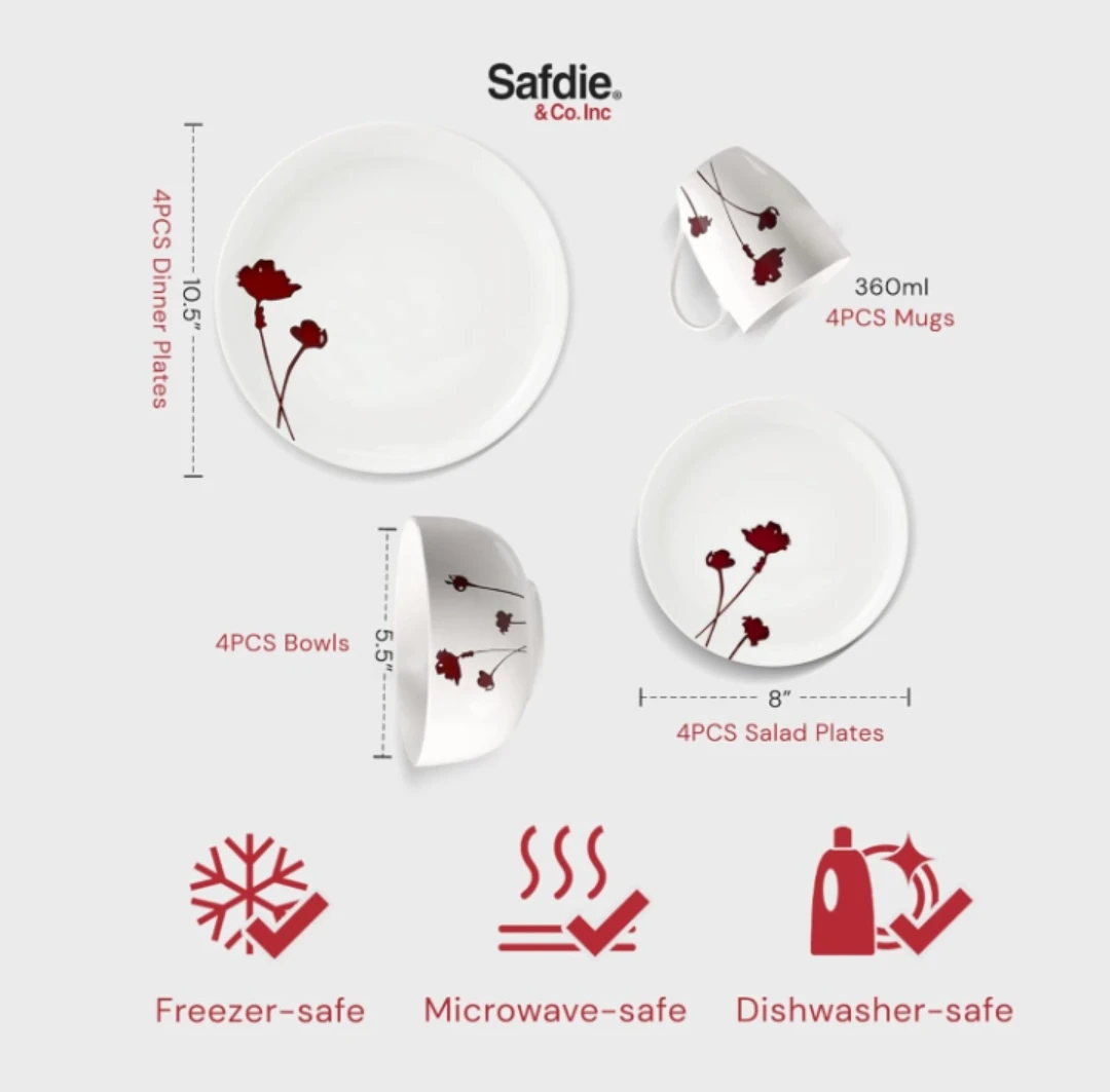 Safdie & Co. Inc. 16-Piece Scarlet Dinner Set - photo 2