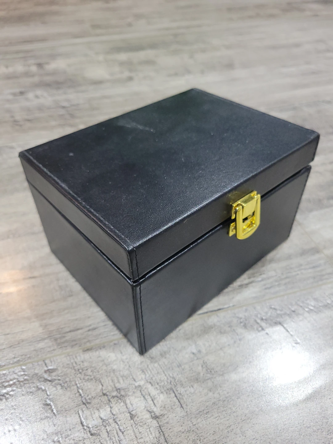 Black Faux Leather Storage Box with Clasp - photo 4