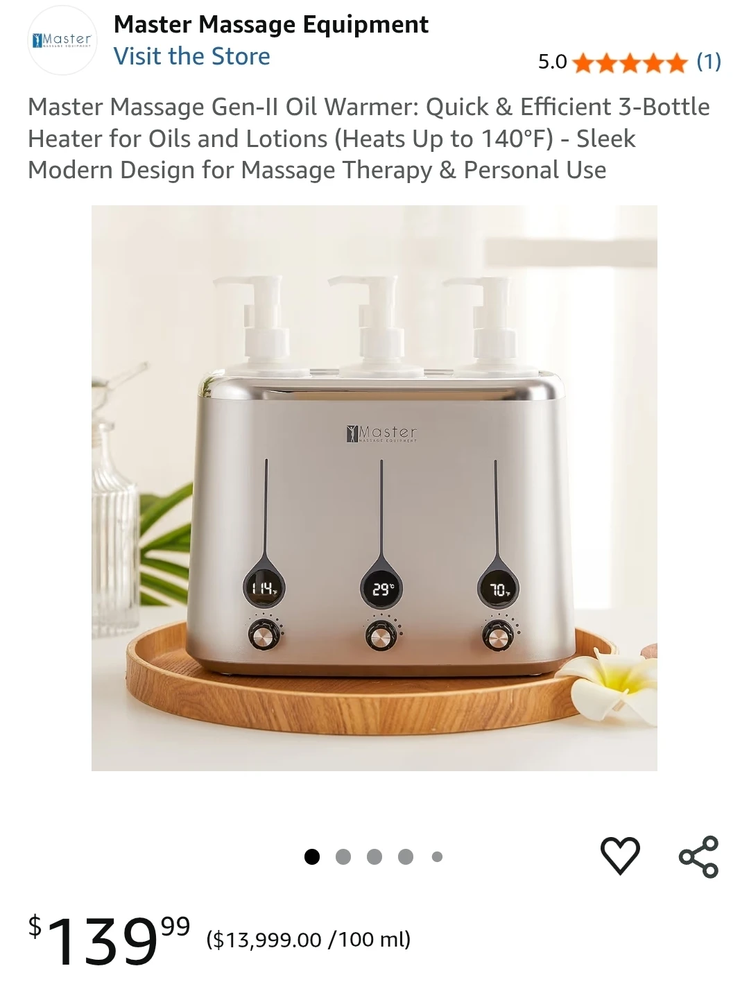 Master Massage Three Bottle Massage Oil Heater HOH4