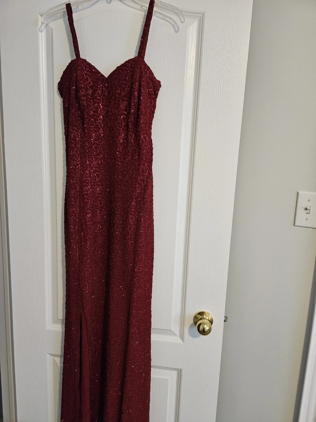 Invitto Haute Couture Red Beaded Gown with Scarf Size 42