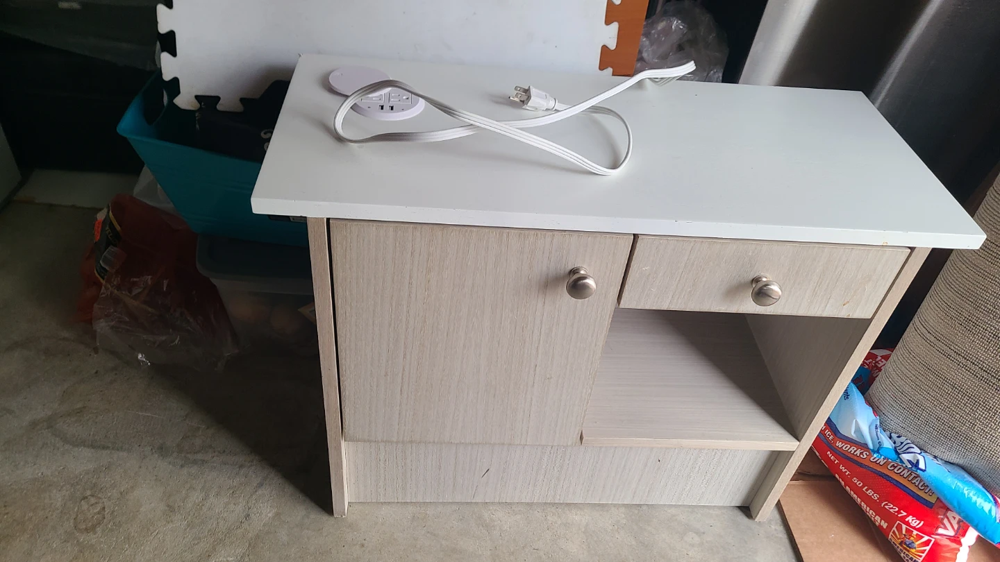 White End Table with Built-in Power Outlet