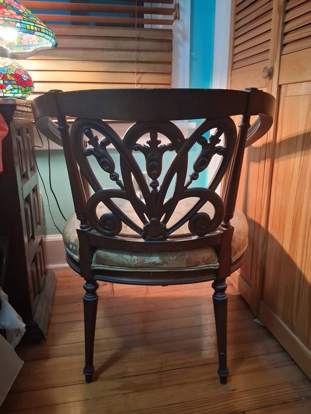Antique Chair & Decorative Accent Pillow with Asian Landscape - photo 5