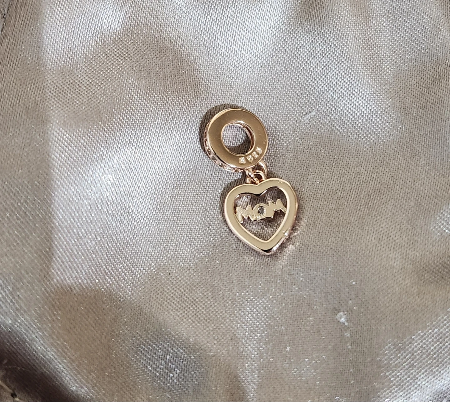 Rose Gold Tone Mom Heart Charm Dangle - photo 2