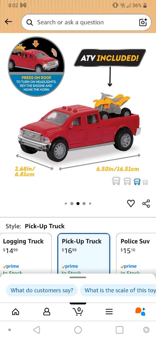 New Driven by Battat Red Pick-Up Truck with ATV Toy 🧡