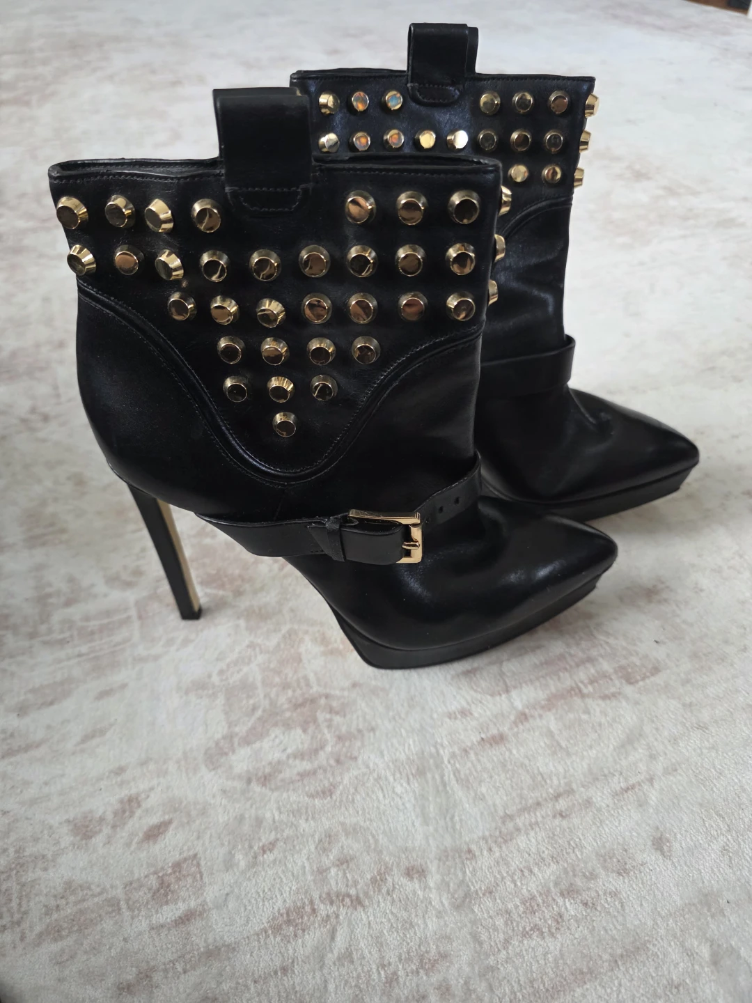 Michael Kors Black Leather Studded Ankle Boots