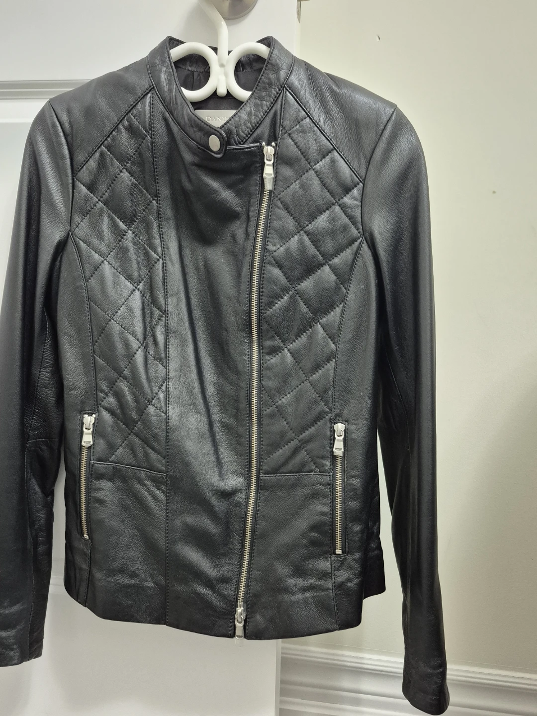 DANIER Quilted Black Leather Moto Jacket