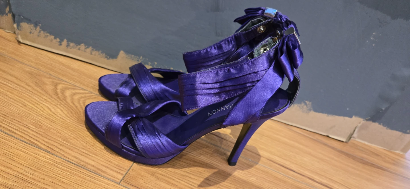 Purple Satin Heels with Bows