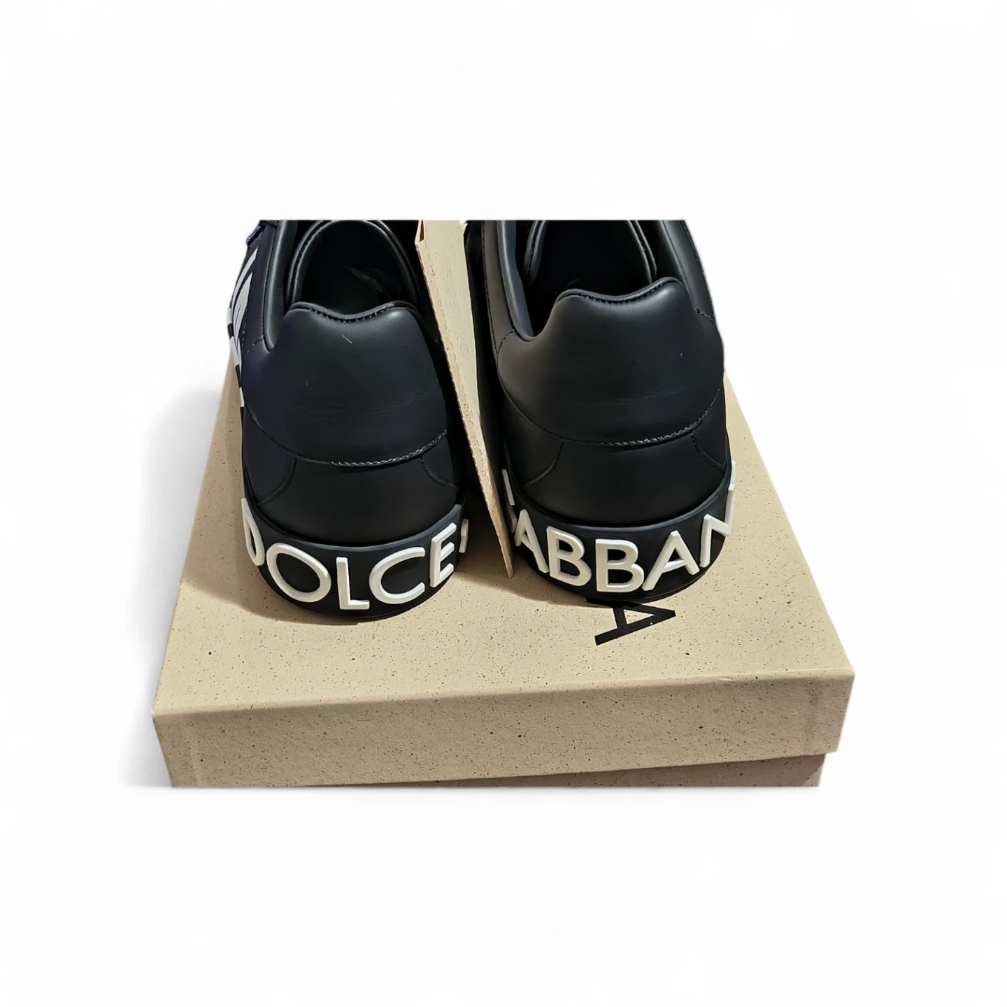 Dolce & Gabbana Black Leather Logo Sneakers - Size 13 (460) - photo 4