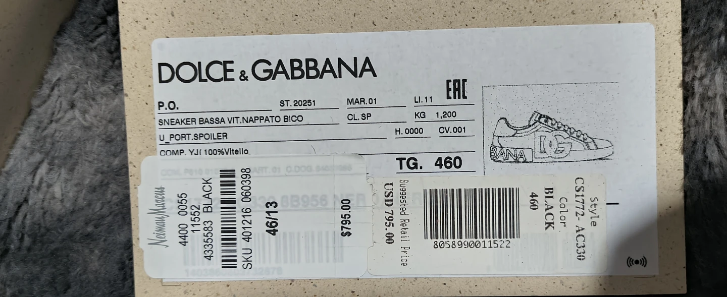 Dolce & Gabbana Black Leather Logo Sneakers - Size 13 (460) - photo 5