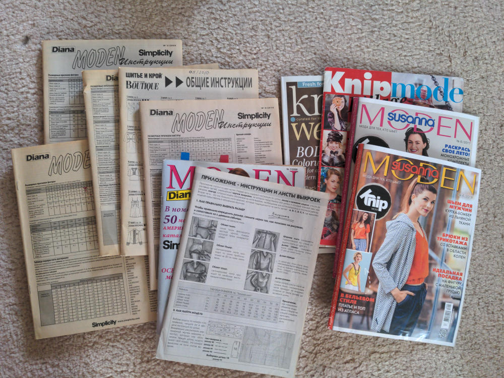 Fashion sewing magazines with patterns in Russian, 10 for 10