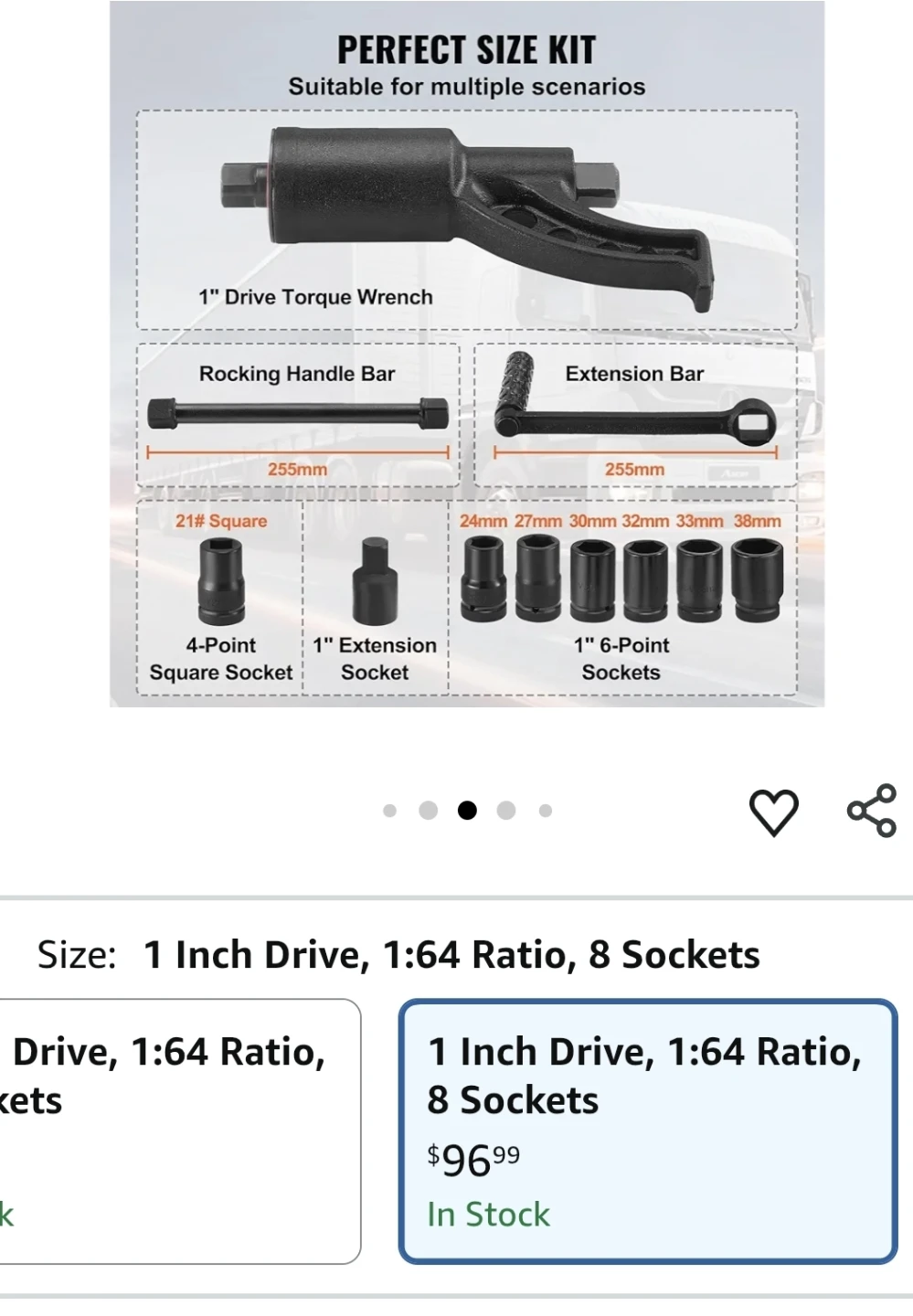 Vevor 1 Inch Drive Torque Multiplier Wrench Set 8 Sockets