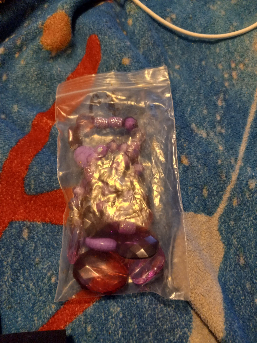 Purple Beaded Necklace and Bracelet Set