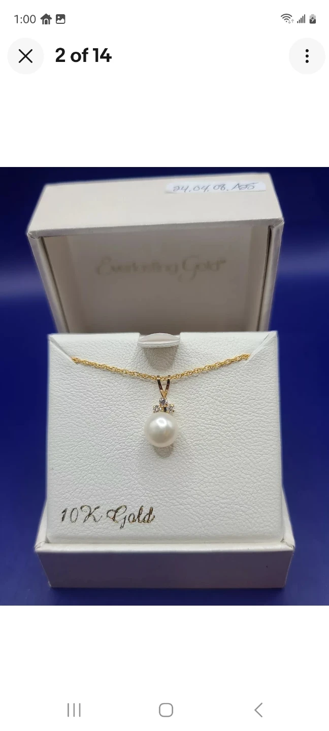 ♥️ New 10kt Gold Genuine Pearl Pendant with Cz - photo 2