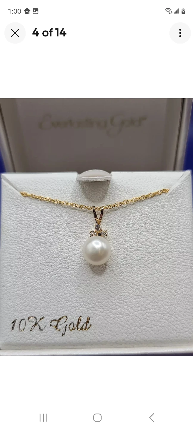 ♥️ New 10kt Gold Genuine Pearl Pendant with Cz - photo 4