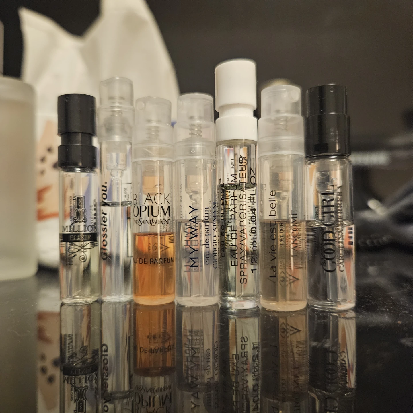 Assorted used perfume samples