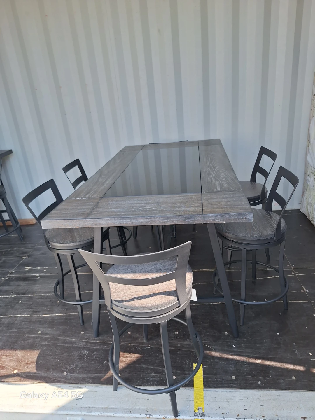 High-Top Dining Set with 6 Swivel Chairs
