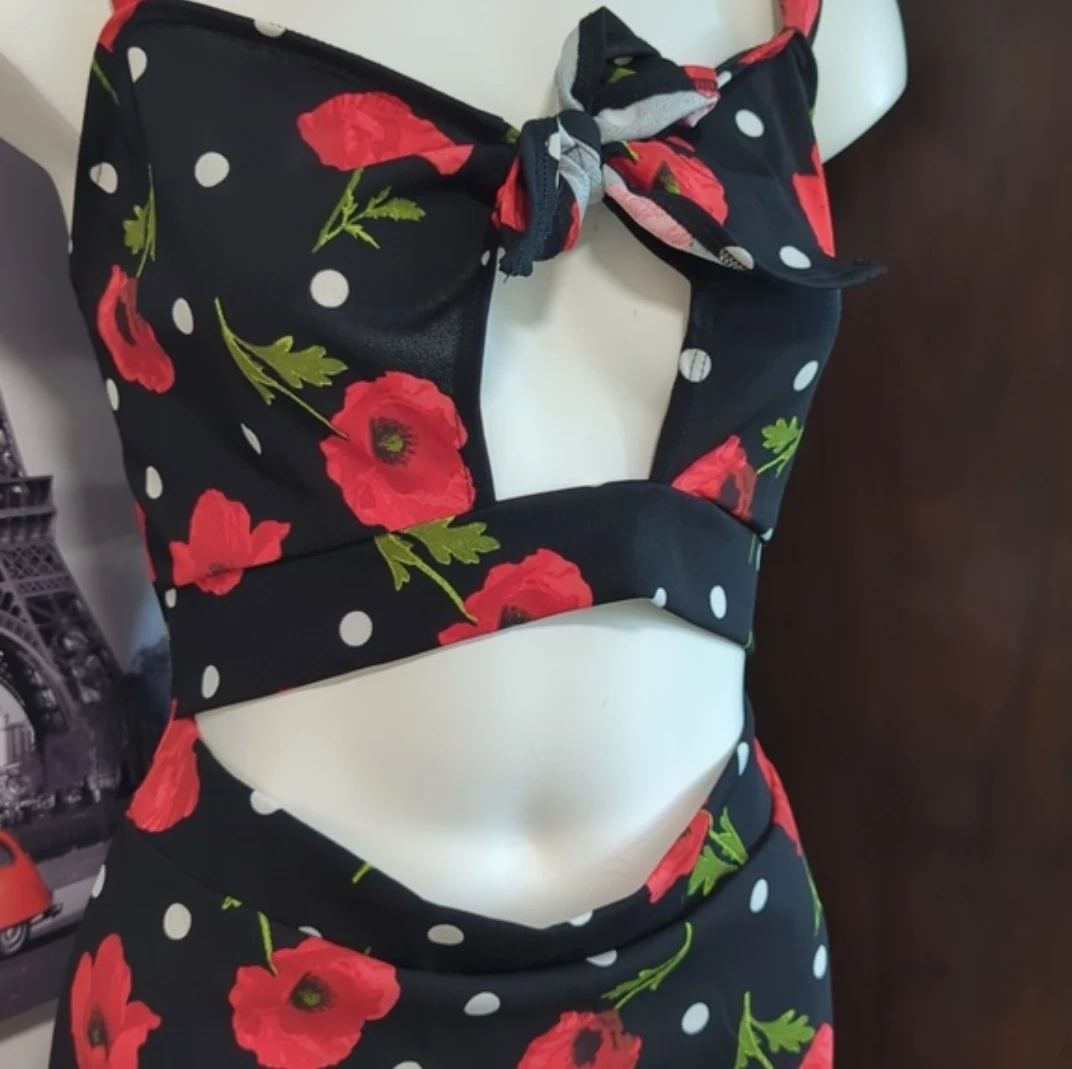 Daylight Black Poppy & Polka Dot Dress - photo 2