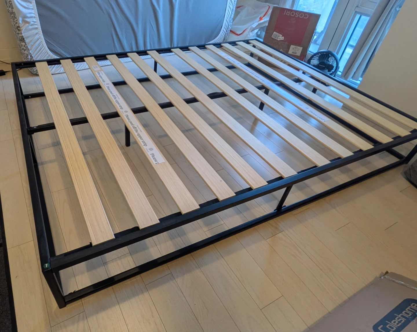 Queen Metal Platform Bed Frame with Wood Slats