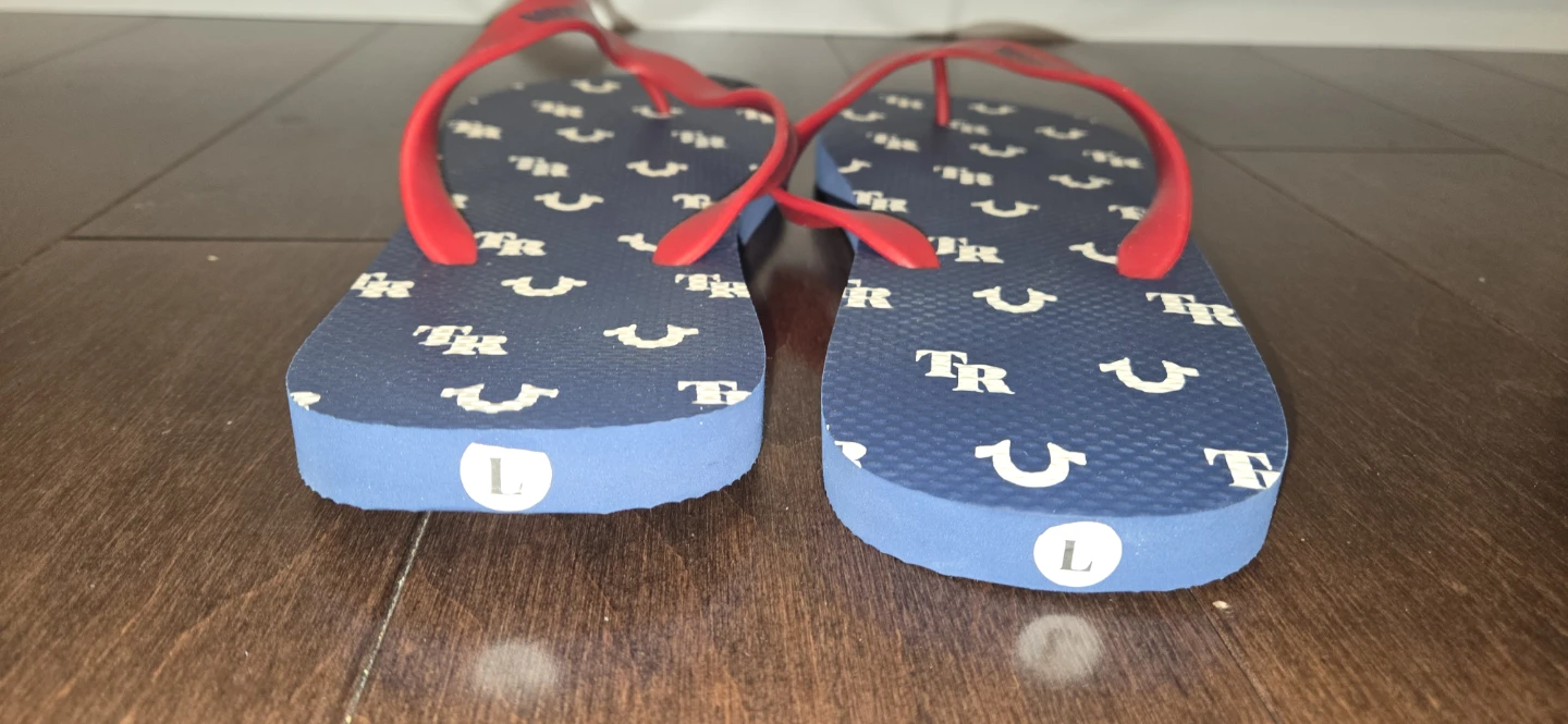 True Religion Flip Flops - Navy/Red - Size L - photo 3