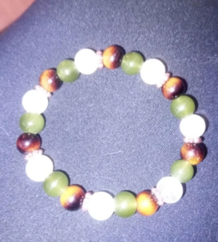 Moonstone & Tiger eye/Jade/Clear quartz Beaded Bracelets - photo 2