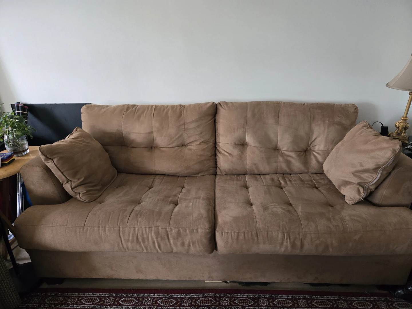 Tan Micro-Suede Sofa - photo 2