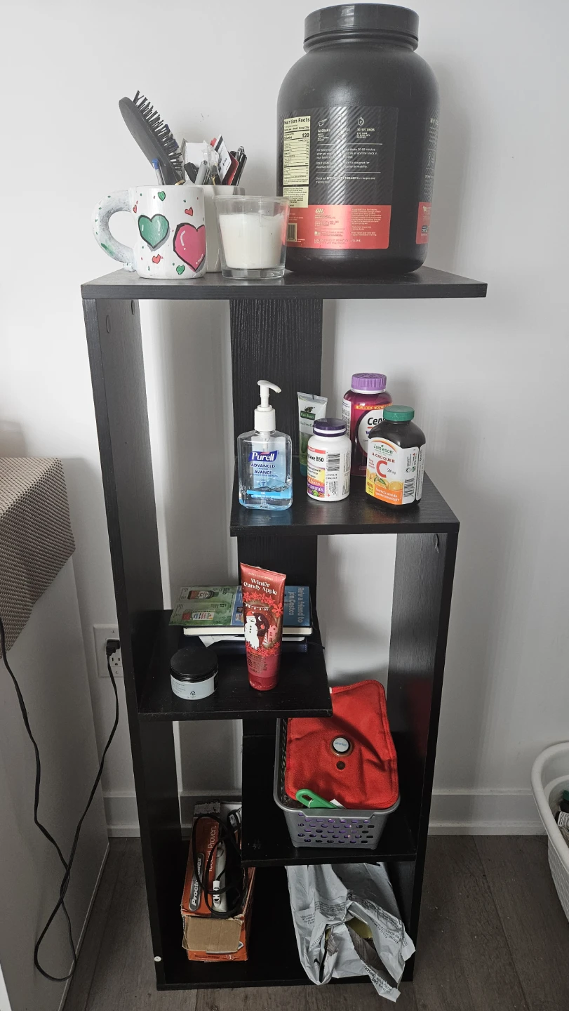 Black Wood Tiered Shelf Unit