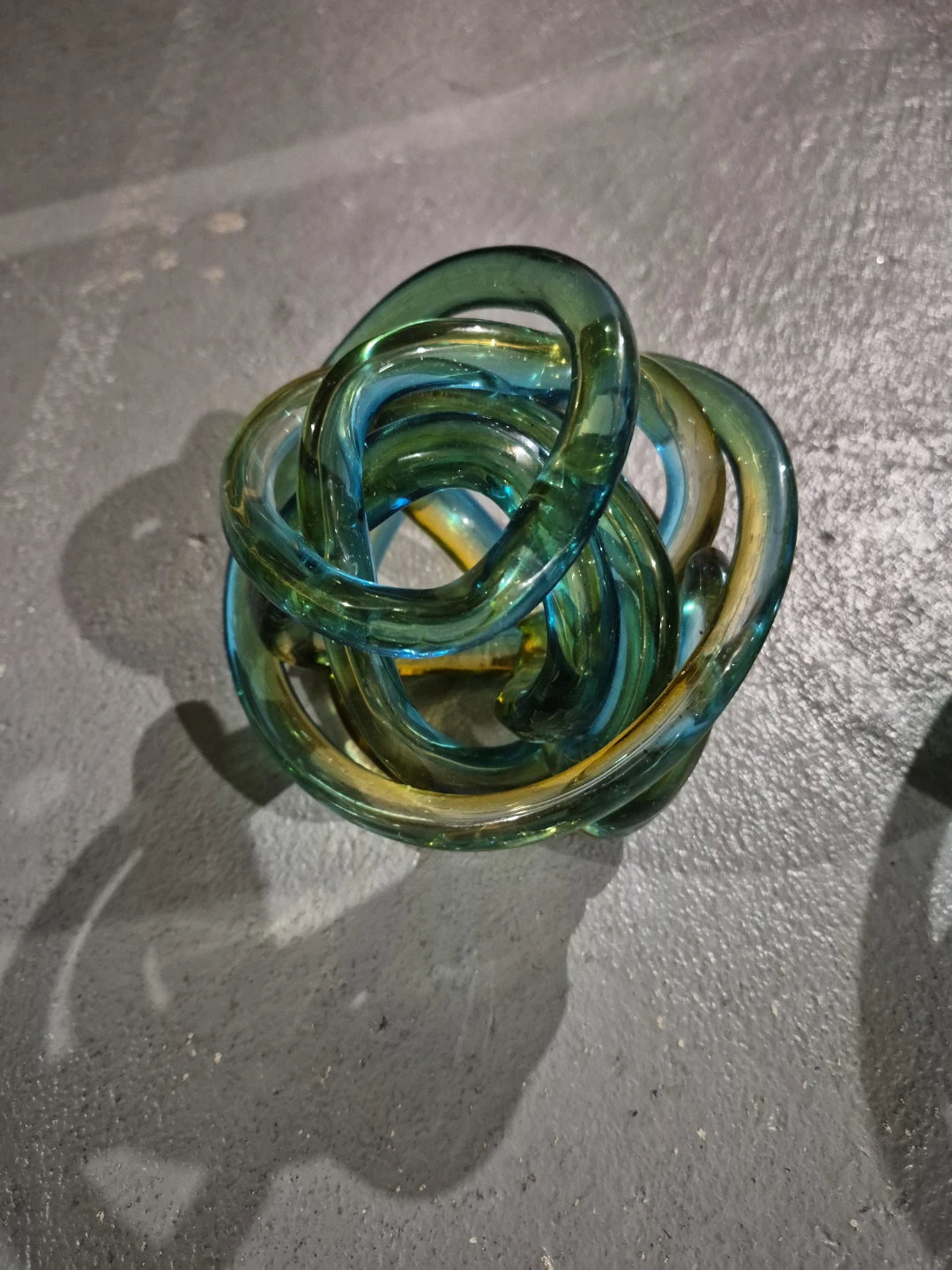 Set of 2 Blue and Green Glass Knot Sculptures - photo 3