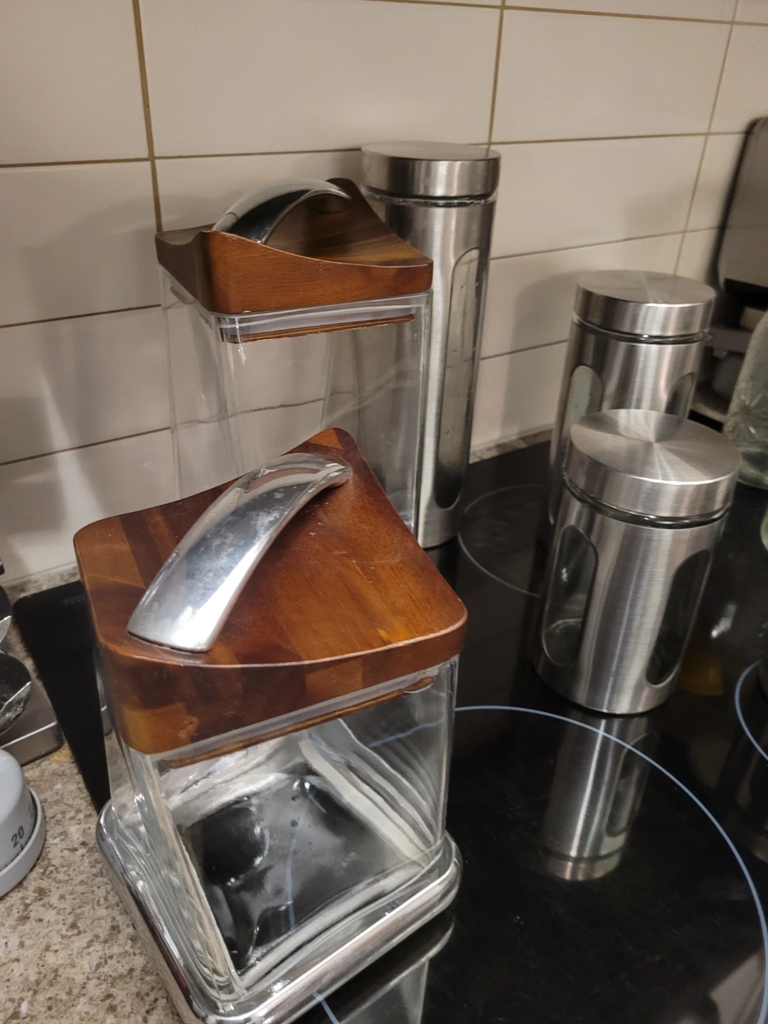 Set of Nine pieces Stainless Steel Canisters with Clear Windows - photo 3