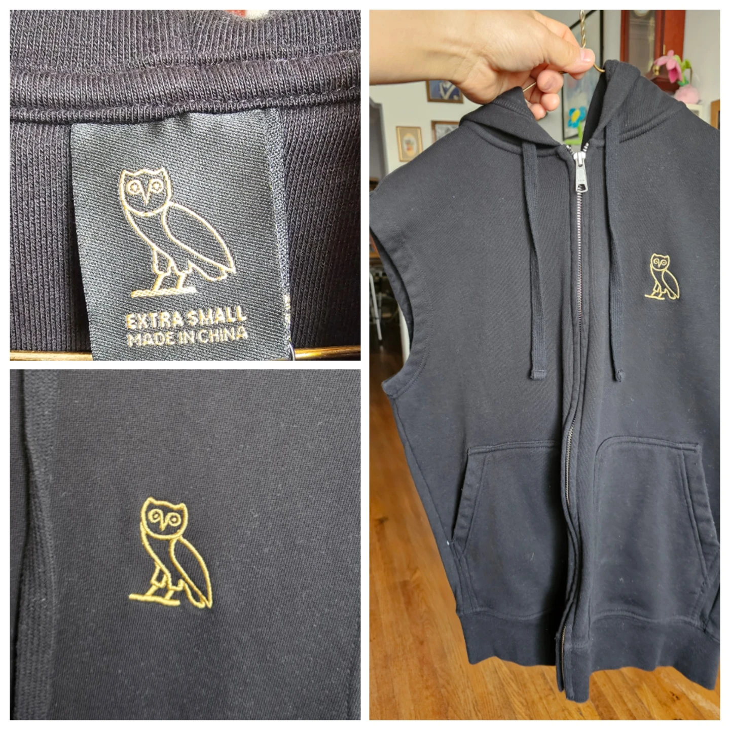 OVO Owl Vest Hoodie XS