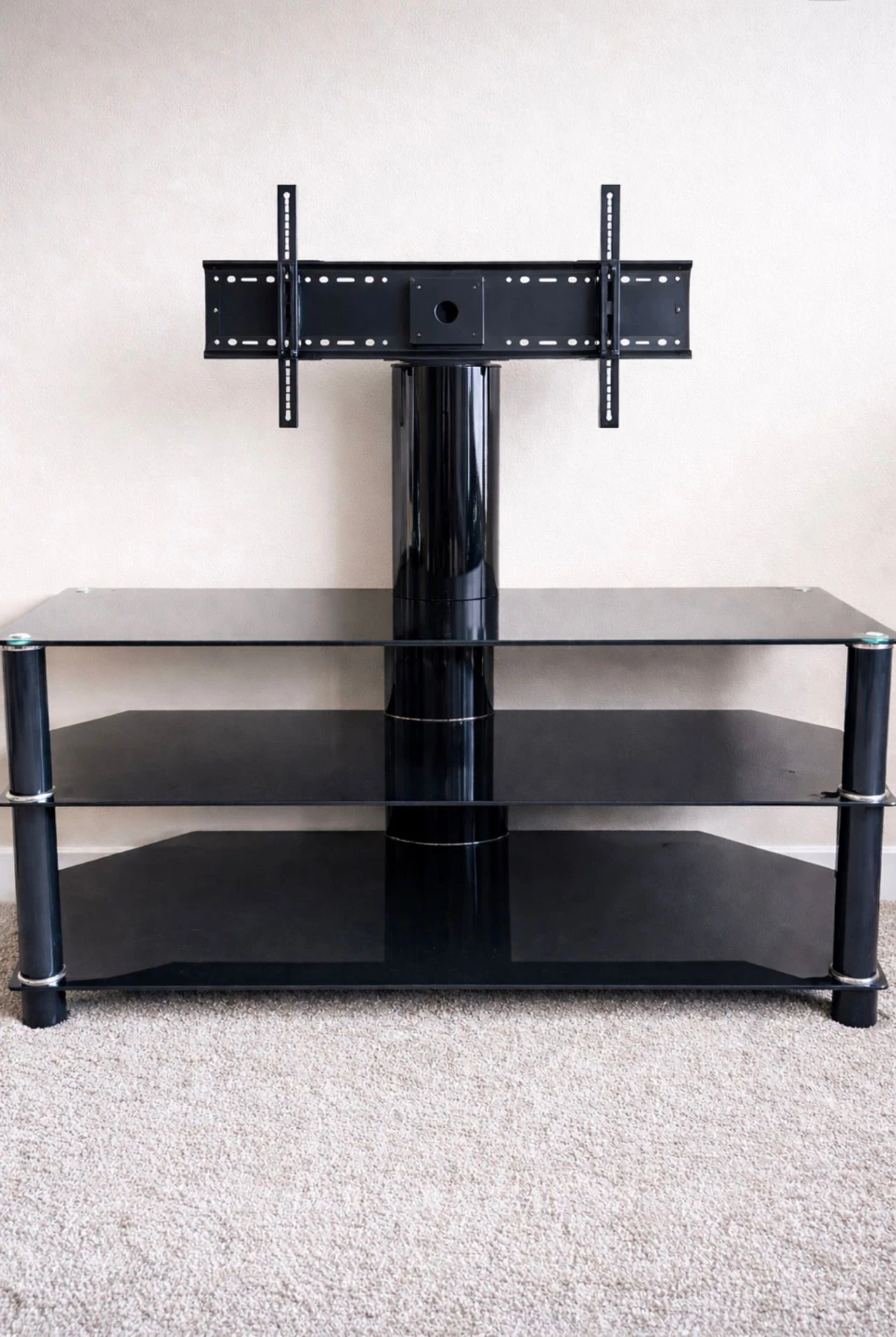 Black Glass TV Stand with Mount