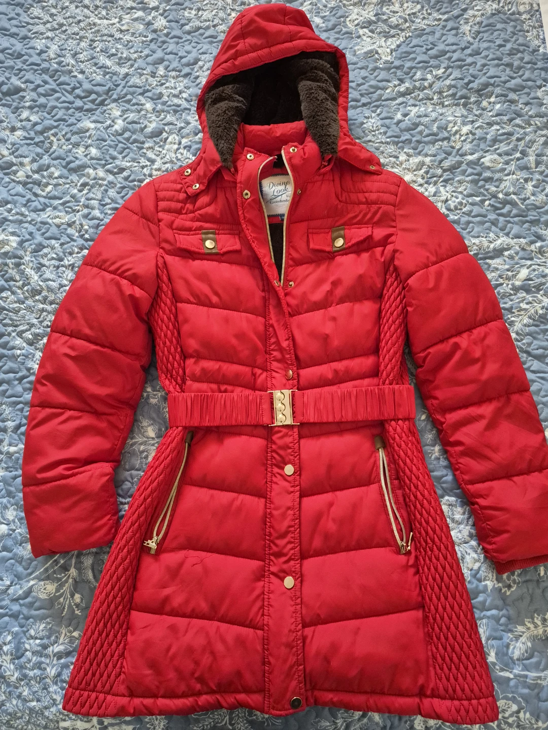 Red Puffer Coat with Hood - photo 2