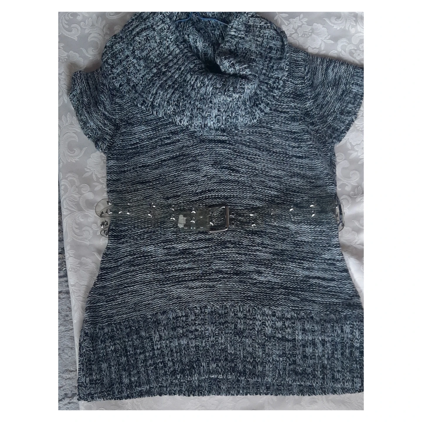 Women's Cowl Neck Short Sleeve Knit Tunic Sweater