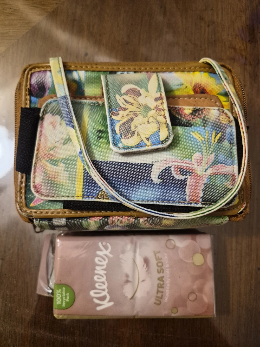 Floral Print Clutch Wallet with Strap
