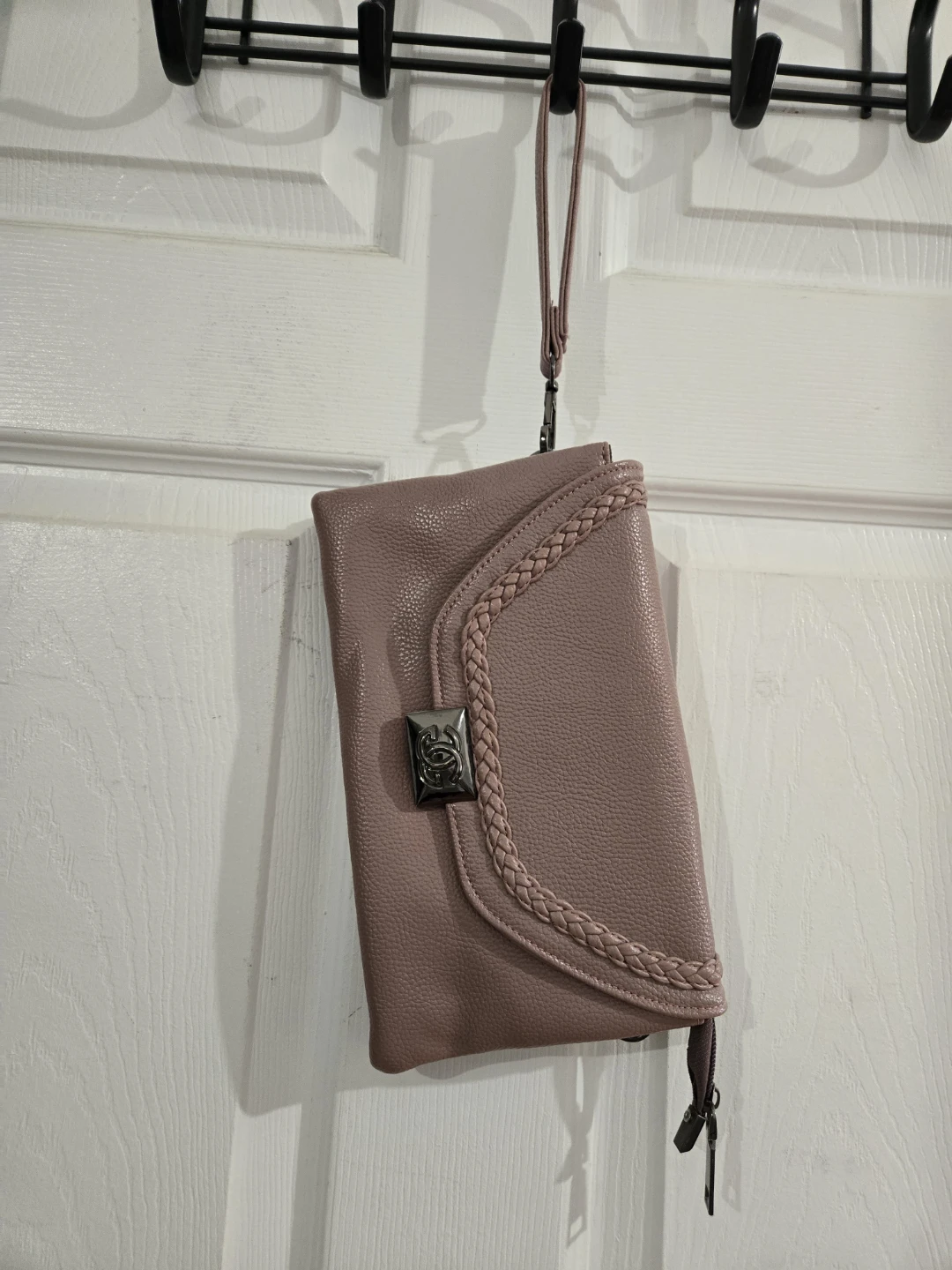 Mauve Textured Wristlet Clutch