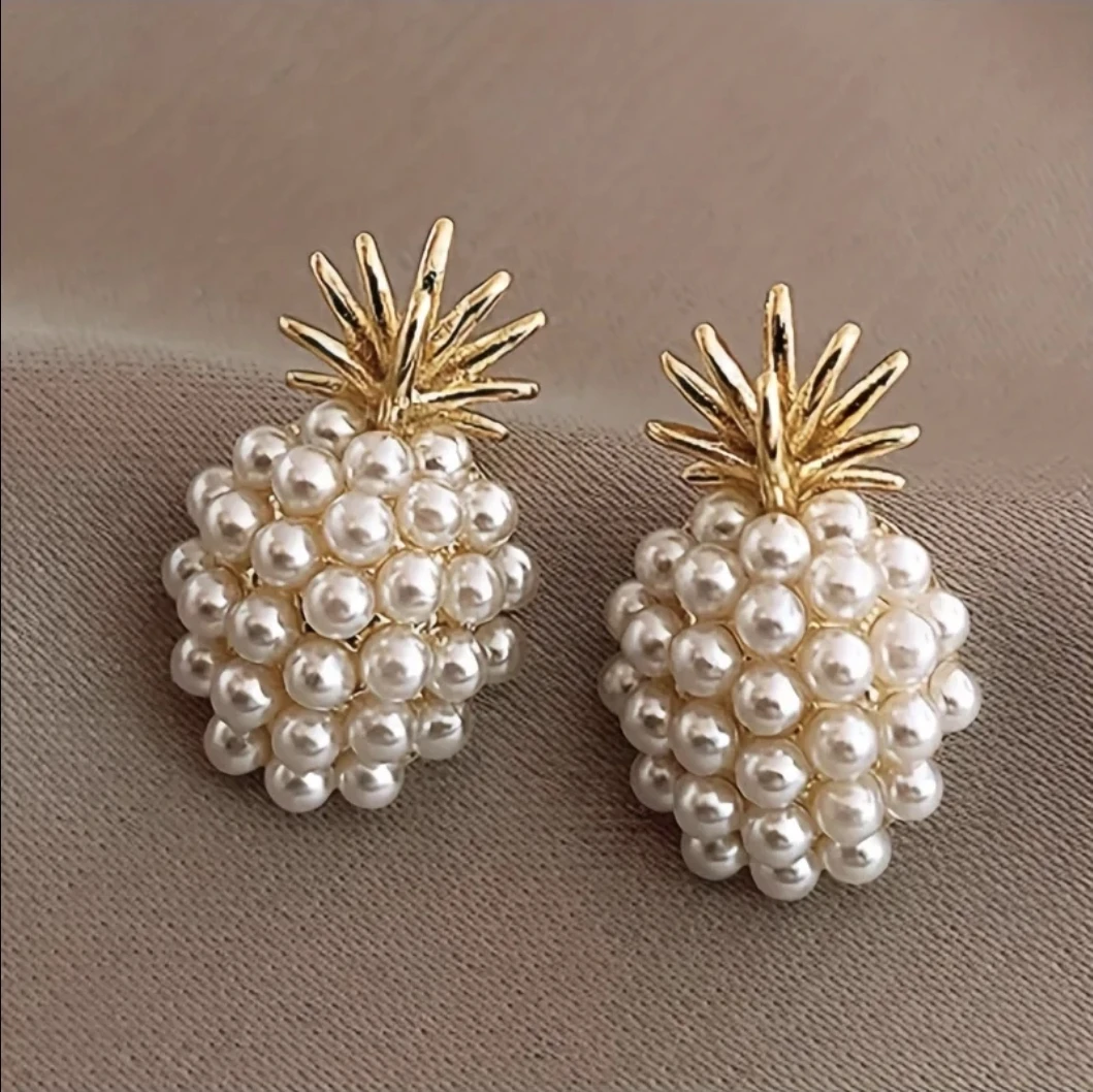 Small Pearl Pineapple Earrings