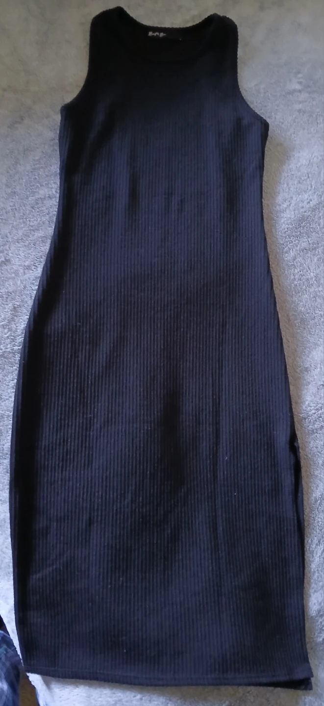 Black Ribbed Sleeveless Dress
