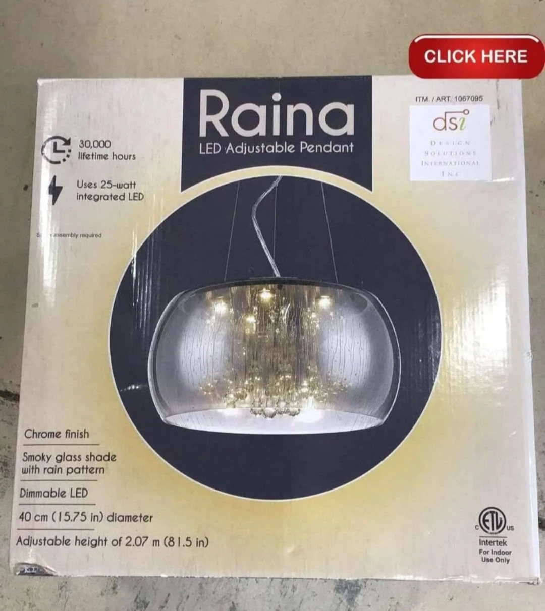 LED Adjustable Pendant Chrome finish Smoky glass shade with ... - photo 5