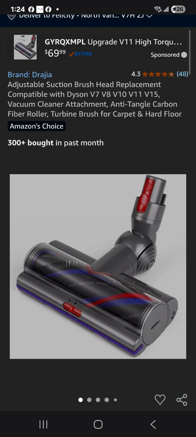 Dyson Suction Brush Head for V7 toV15 brand new