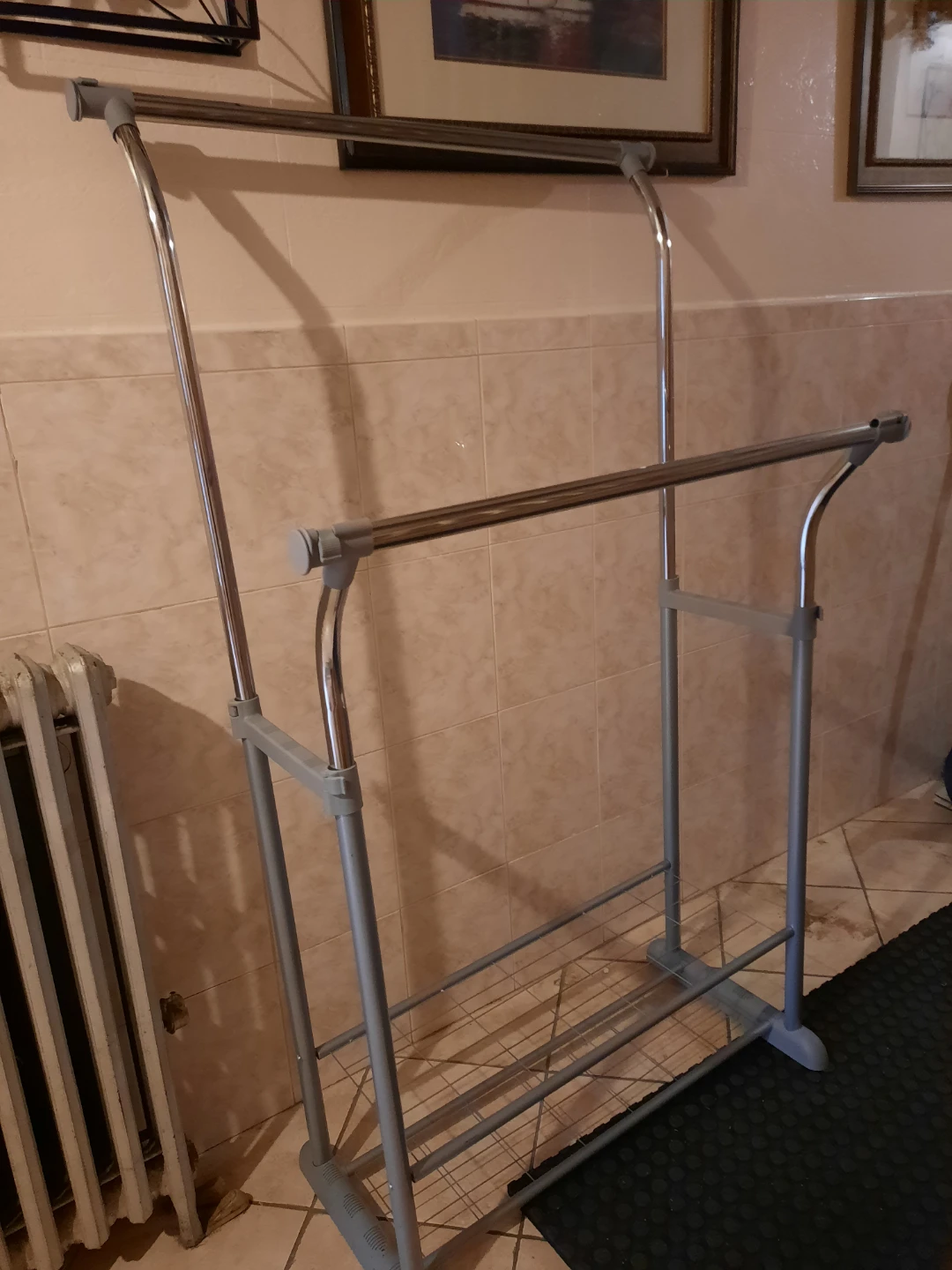 🥕 Double Rod Height Adjustable Clothes Rack W/ 2 Shelves 🥕