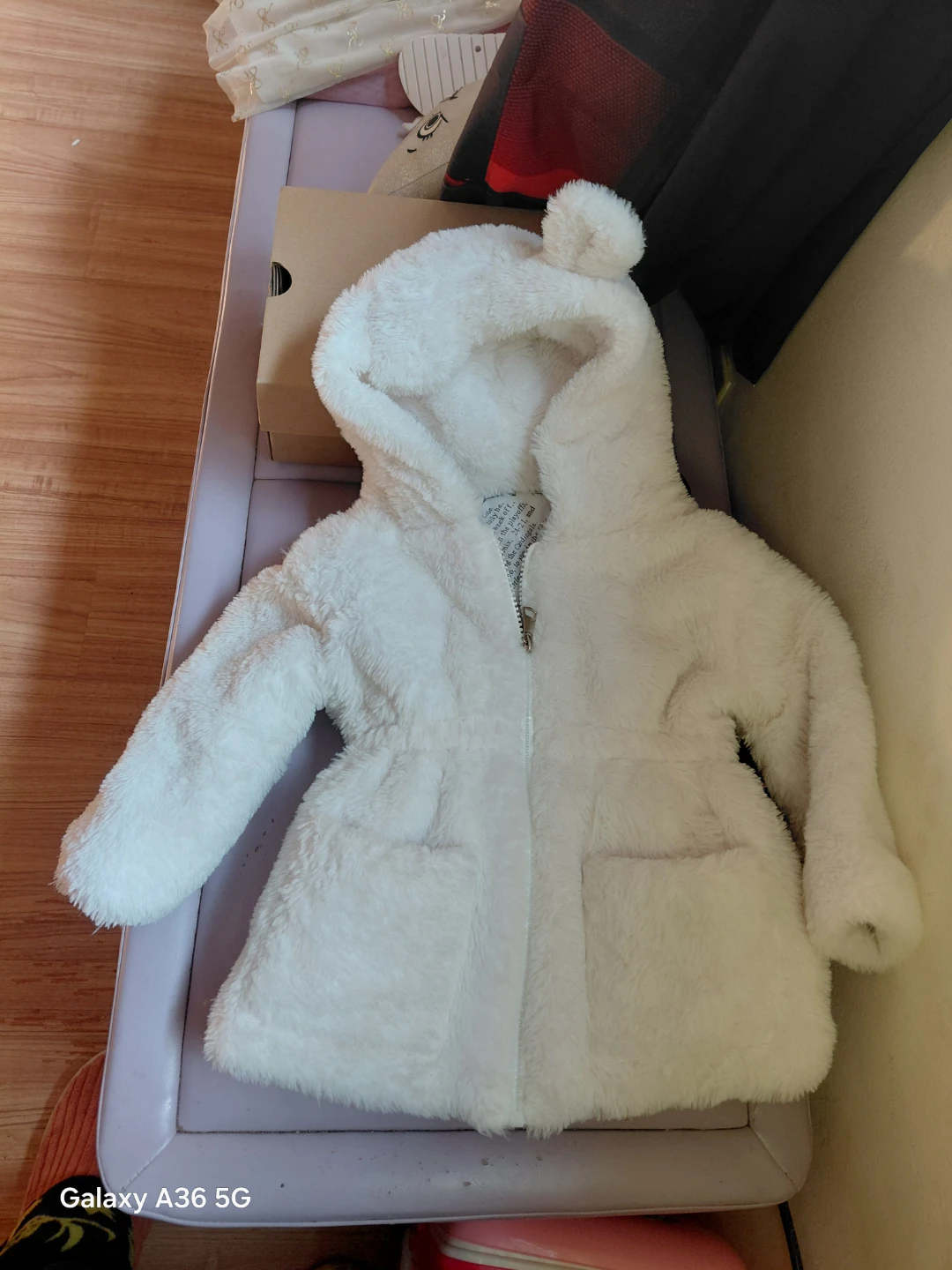 White Fuzzy Hooded Jacket - photo 2