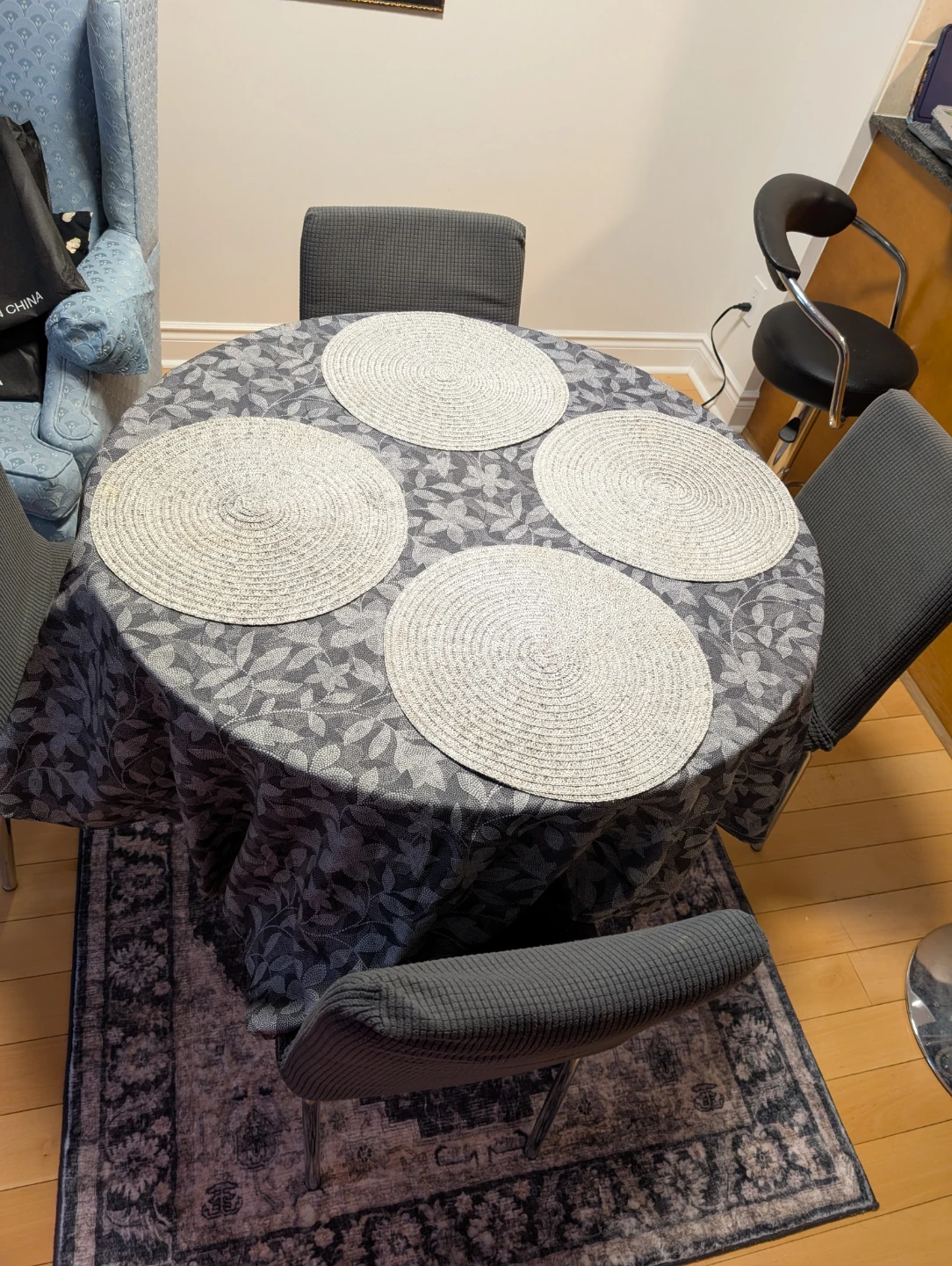 Round Glass Dining Table with 4 Chairs - photo 2