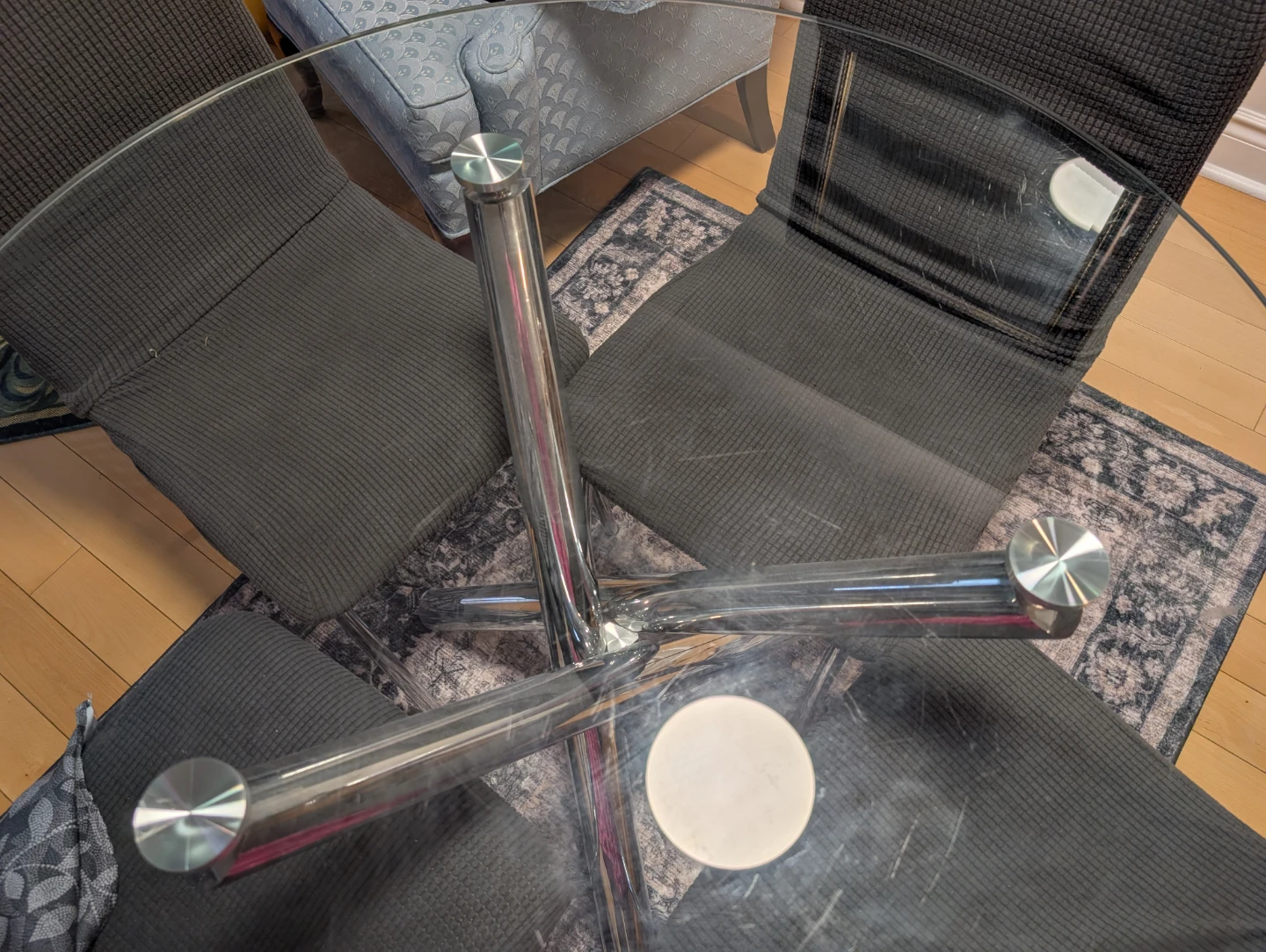 Round Glass Dining Table with 4 Chairs - photo 4