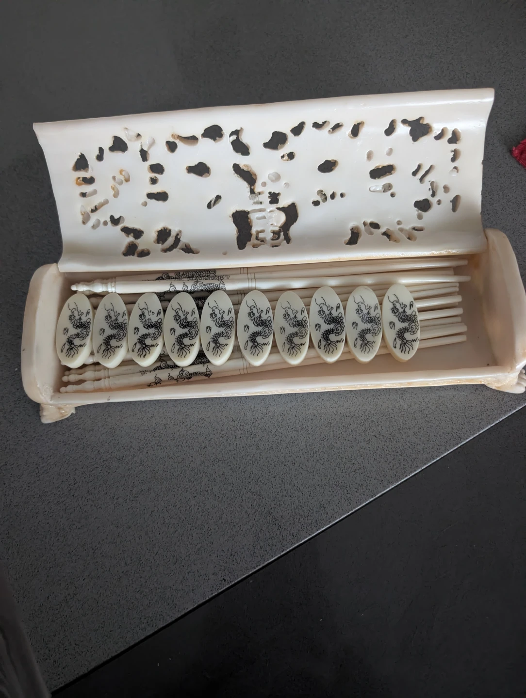 Dragon Carved Chopstick Set with Case - photo 3
