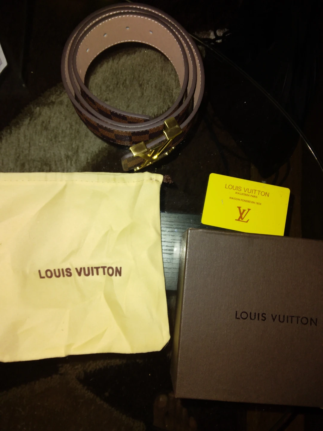 Louis Vuitton Damier Ebene Belt with Gold LV Buckle - photo 3